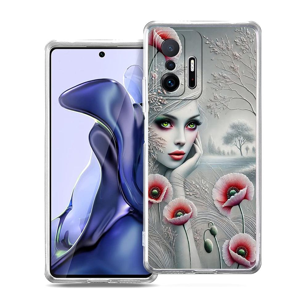 

Transparent Phone Case for Xiaomi Mi 14 13 12 11 Ultra 13T 12T 11T Poco X3 NFC F3 F6 Pro Lite 5G Soft TPU White Clothes Pattern for Poco F6 Pro