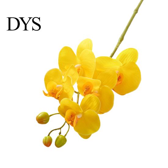 Fake Floral Decoration Artificial Moth Orchids with Stem Realistic 5 Head Phalaenopsis Flower Indoor Decor Flowers Home Office Table Centerpiece Faux