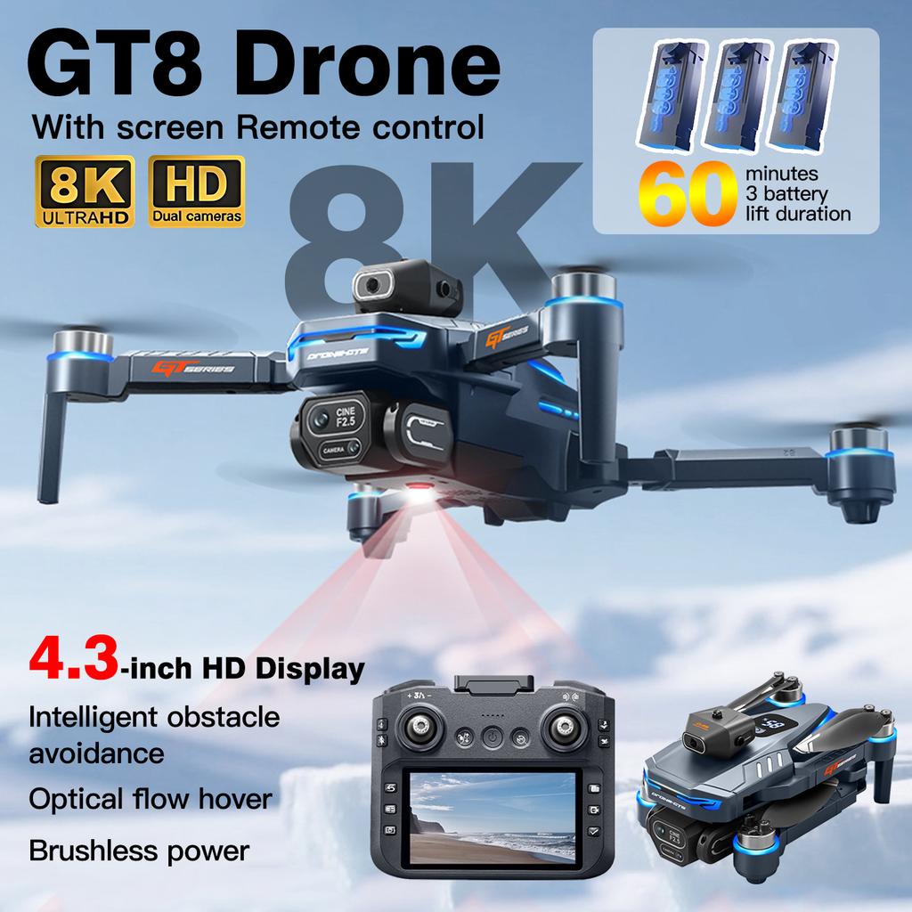 2026 New GT8 Drone GPS 8K Professional HD Dual Camera 5G WIFI Brushless Motors Obstacle Avoidance Foldable Toy Quadcopter
