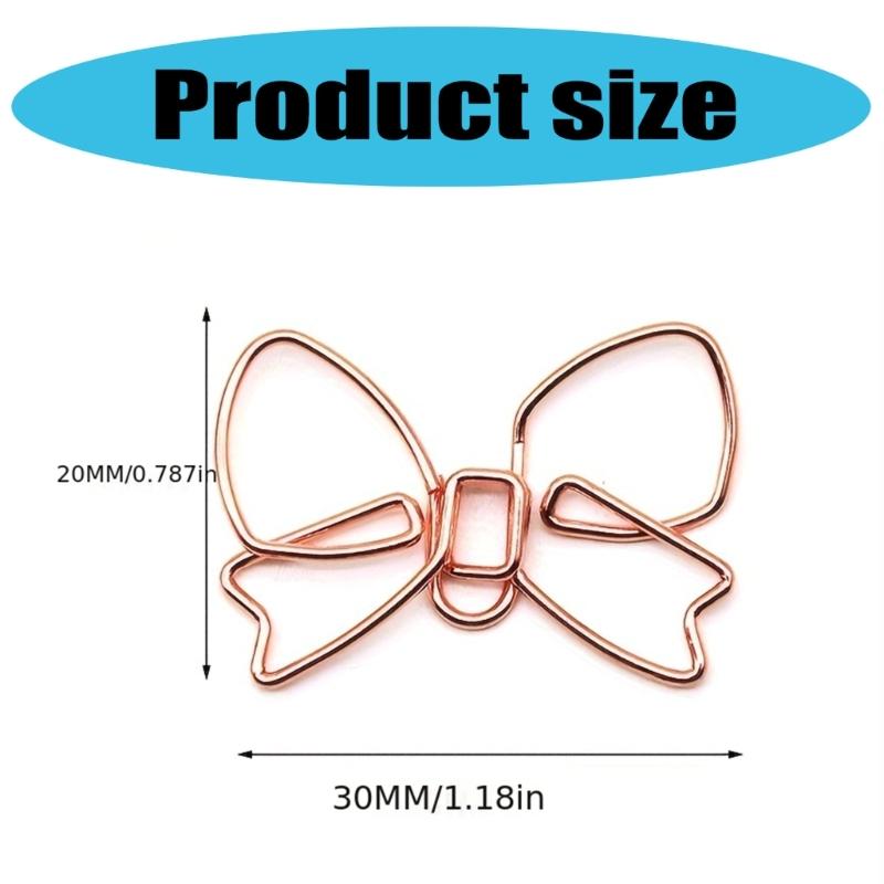 100Pcs Bowknot Paper Clip Metal Paper Clip Bookmarks Clip For File Paper Photo Envelopes Letter File Document Postcard
