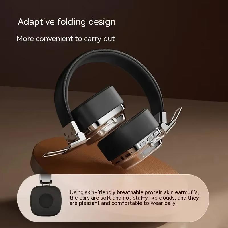 Retro Trendy Wireless Headphone Bluetooth 5.3 Long Battery Life Stereo Music Sport Foldable OverEar Headset with Noise Reduction RGB Light