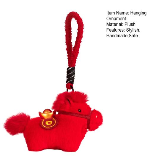 Year of The Horse Plush Keychain Cute Zodiac Animal Charm for Bag Purse Backpack Soft Stuffed Toy Lucky Gift for Friends Family