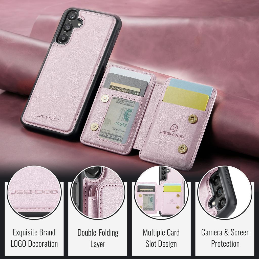Applicable to Apple Samsung A16 mobile phone case S24FE magnetic suction split card bag brush A55 can be inserted into the card anti-drop leather case