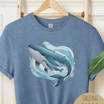 Cute Whale Animal Baby Shirt, Ocean Animal Tee for Women, Gift for Her, Whales Marine Nature Beach Sweatshirt, Minimalist Watercolor Design