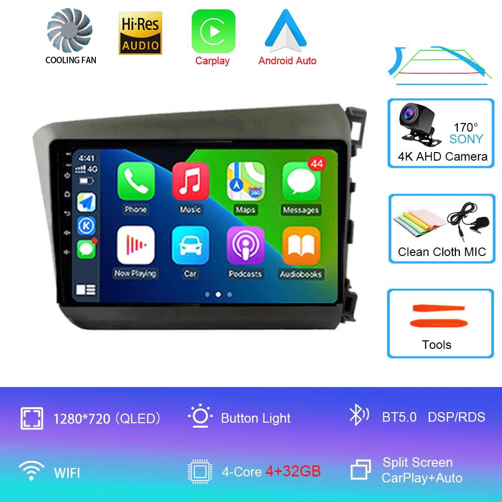 

Автомагнитола Android 14 Carplay Auto Для Honda Civic 2012 2013 2014 2015 RHD Мультимедийный Видеоплеер Стерео GPS Головное Устройство WIFI+4G B