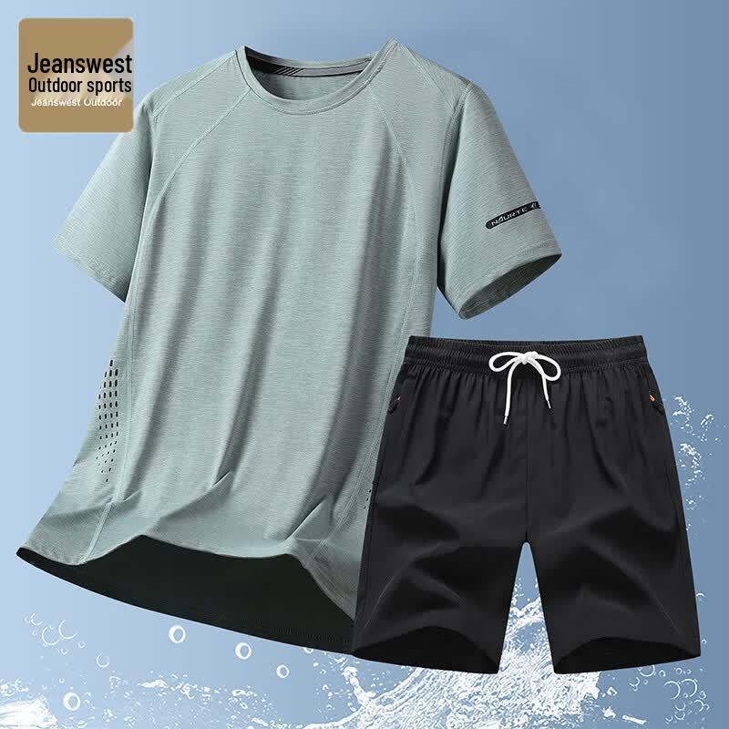 

JEANSWEST OUTDOOR Men s Ice Silk T-Shirt & Shorts Set 3XL