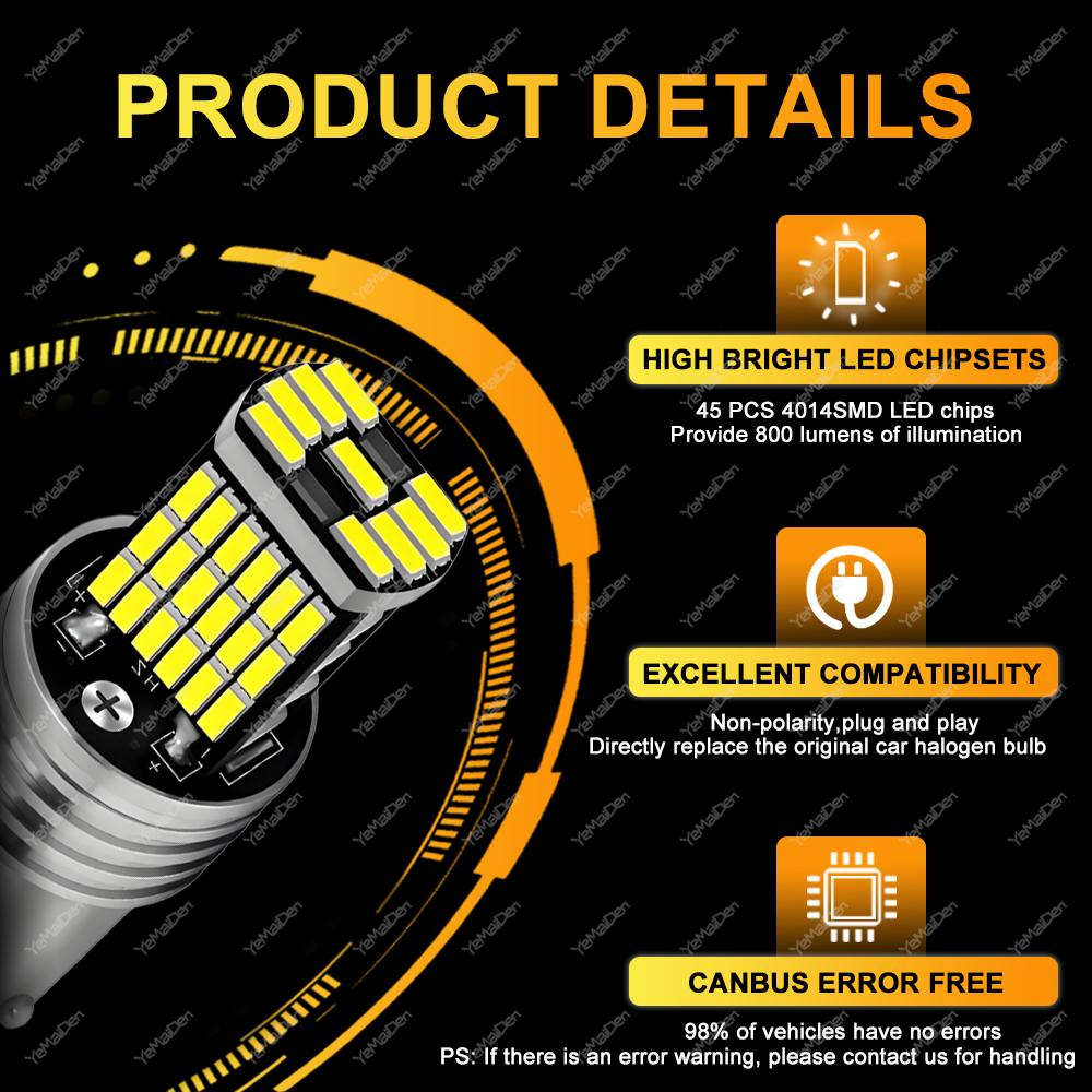 2/4/8 PCS P21W Ba15s 1156 1157 Bay15d LED Bulb Canbus 12V 24V 4014-45SMD 6500K White Car Turn Signal Backup Brake Parking LightsTurn Signal 2
