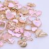 Pink Girl Pendant Random Mix 10/20/30/50pcs Cute Heart Rabbit Flower Diy Enamel Charms For Jewelry Making Bulk Handmade Material