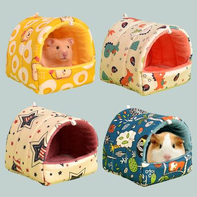 Cute Velvet Cage Soft Hamsters House Small Animal Sleeping Bag Printed Hamster Bed Nest