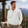 Comfortable Daily Wear Shirt Men Quarter-Zip Sweatshirt, Long Sleeve Turndown Collar School for Solid Color Pullover Fall Winter Basic Top