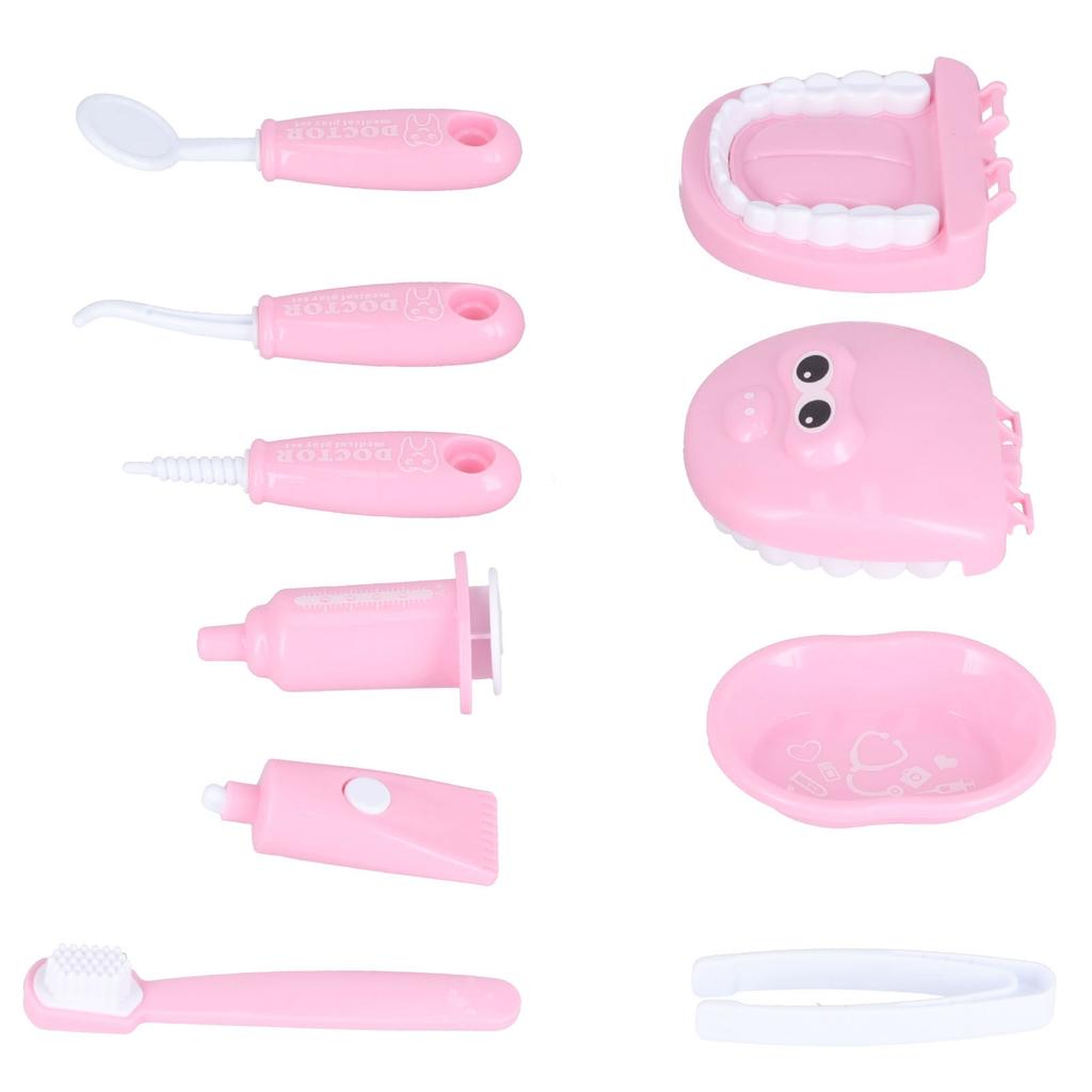 Children's Doctor Toy Set Simulation Dentist Play House Role Playing Medicine Box Stethoscope Children's Toy Set(Pink )