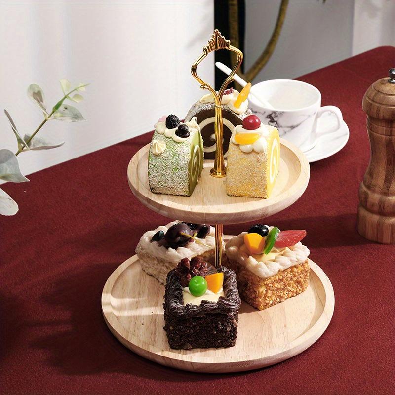 Ozdoby na stół deserowy z litego drewna stojak na ciasto stojak wystawowy talerz na owoce taca na przekąski wielowarstwowy talerz na owoce drewniana półka