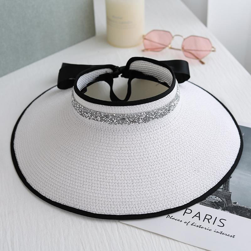 Women's Summer Foldable Straw Hat Shining Female Big Brim Sun Hats Casual Outdoor Beach Cap Girl Uv Protected Cap Chapeau Femme