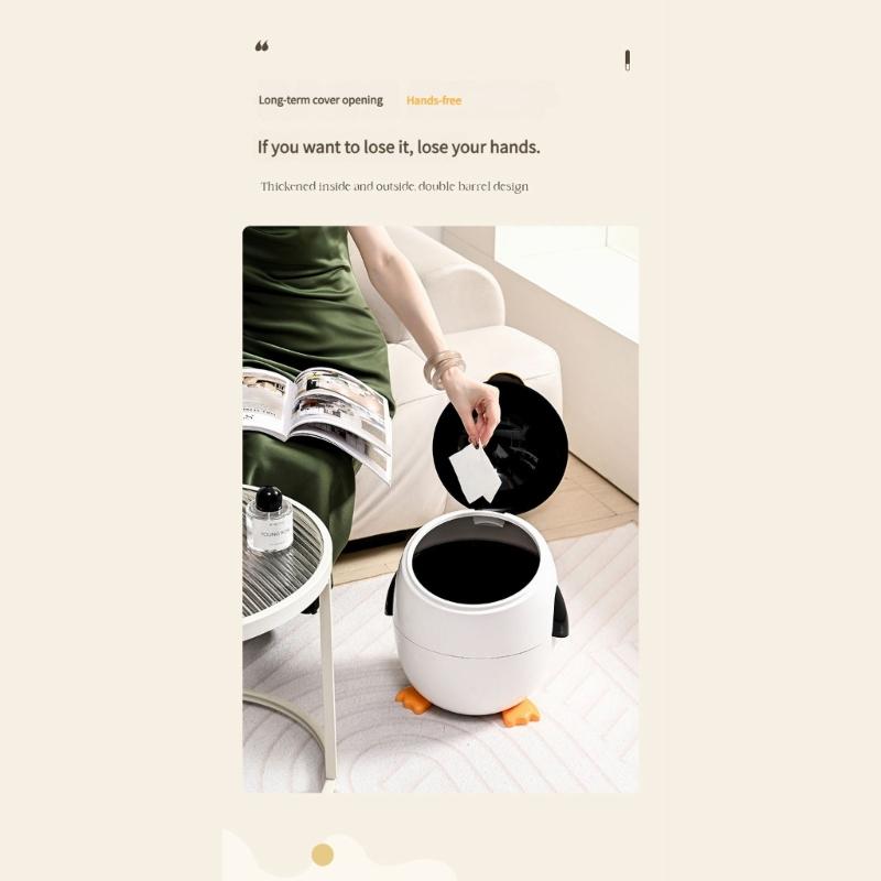 Uroczy Kreskówkowy Kosz na Śmieci Łatwo Otwierana Pokrywa Plastikowy Kosz na Śmieci Oszczędzający Miejsce Design Pojemnik na Śmieci do Dekoracji Pokoju Dziecięcego