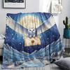 1Pc Cartoon Print Flannel Blanket, High Quality Comfortable for All Seasons, Home Decor, Warmth and Comfort, Perfect for Christmas Birthday Gift