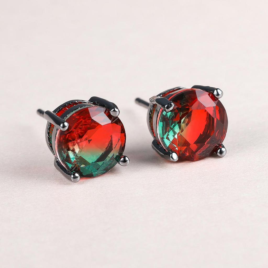 Białe Okrągłe Kolczyki Sztyfty z Diamentami z Czterema Ząbkami dla Kobiet - 8MM Cyrkonia, Modna i Wszechstronna Biżuteria.