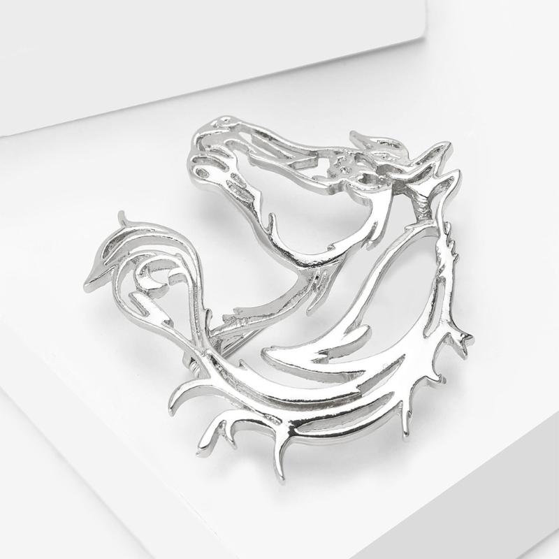 Sleek Horse Design Alloy Brooch Double Color Option Smooth Polished Safety Lapel Pin Everyday Jewelry Piece