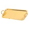Circle Handle Rectangular Serving Tray Rectangular Stainless Steel Teacup Tray  BBQ Dessert