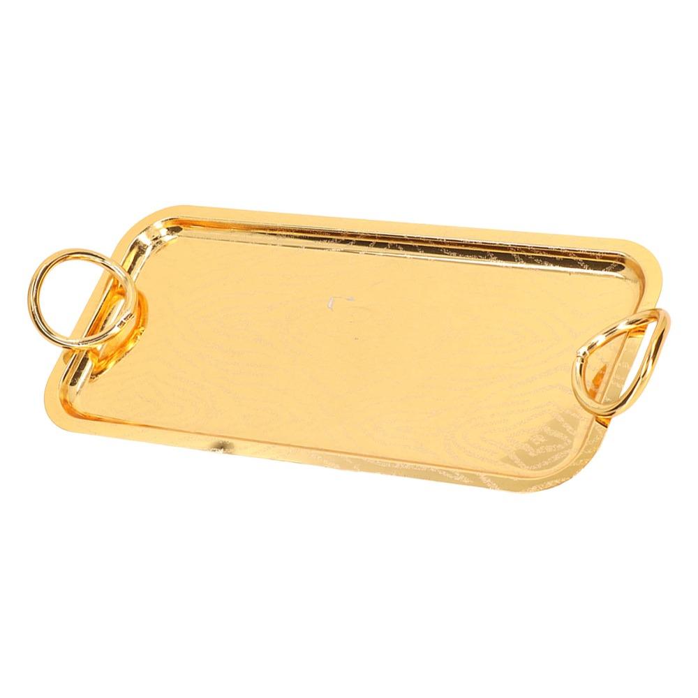 Circle Handle Rectangular Serving Tray Rectangular Stainless Steel Teacup Tray BBQ Dessert