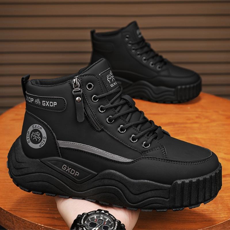 High-top winter new velvet warm two cotton shoes sports and leisure thick-soled heightening Martin boots