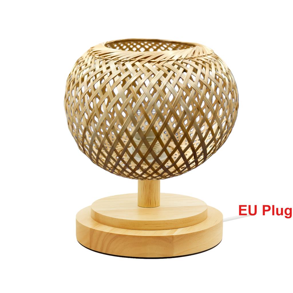 JOYINLED Japanese Boho Chandelier, E27 Bamboo Woven Wall Light for Bedroom Bathroom Living Room Vintage Rattan Plug-in Lamp 20cm