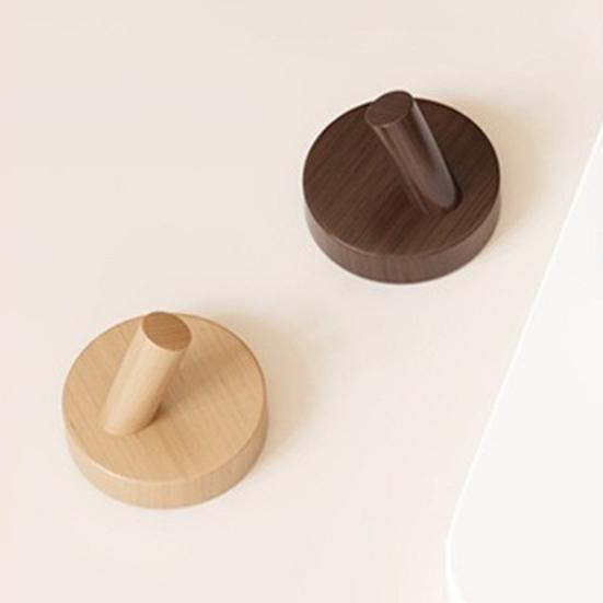 Adhesive Wall Hook No Drill Wooden Hook Wood Oil Waterproof Processing Hook for Bathroom Kitchen Coat Towels