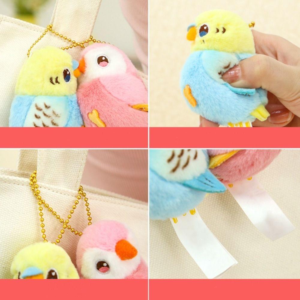 Backpack Hanging Parrot Keyring Stuffed Animal Bird Pendant  Car Key Accessories