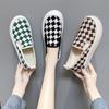 Vintage Platform Canvas Shoes Women's Plaid Woven Single Shoes Lazy Muffin