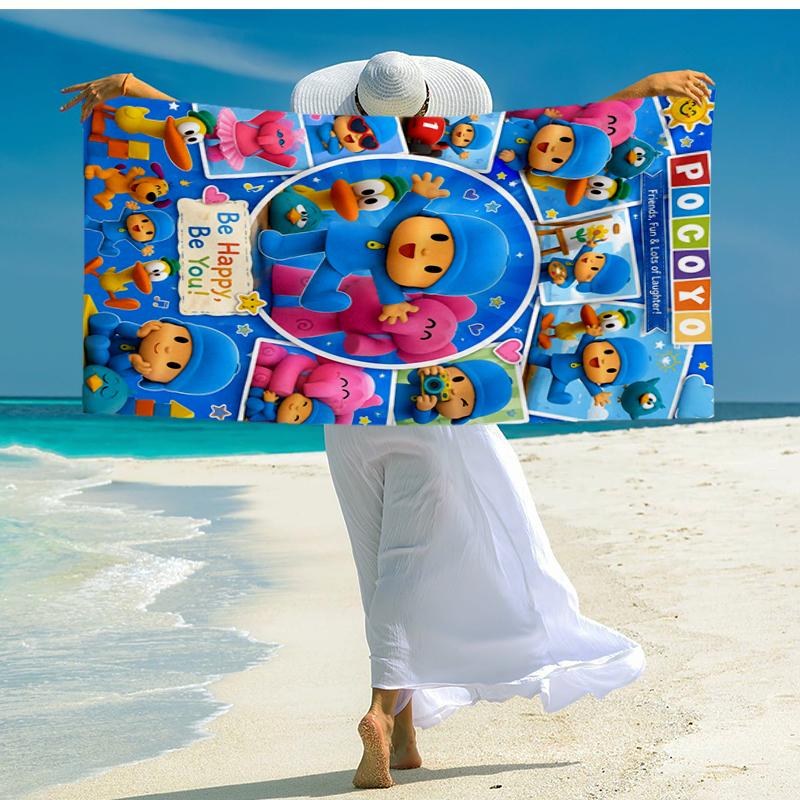 Ultra-Soft Beach Towel with Pocoyo Theme,Ideal for Pool - Camping, Diving - Perfect Travel Essential, Vibrant Beach Towel.