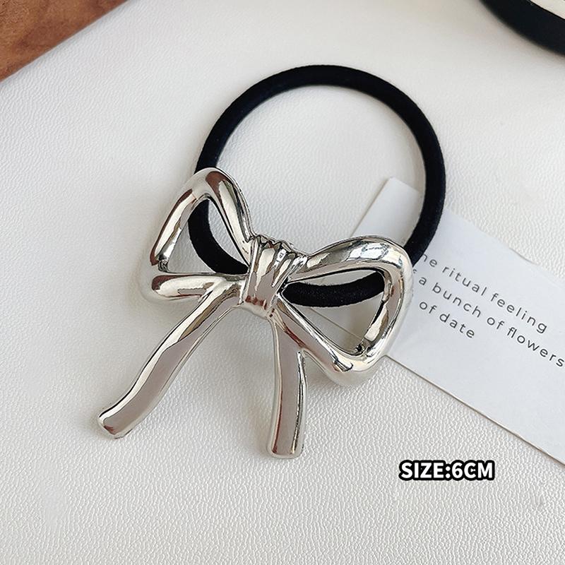 

Простая милая резинка для волос, эластичная резинка для волос с бантом из сплава, держатель для хвоста, резинки для волос для женщин, аксессуары для волос серебряный