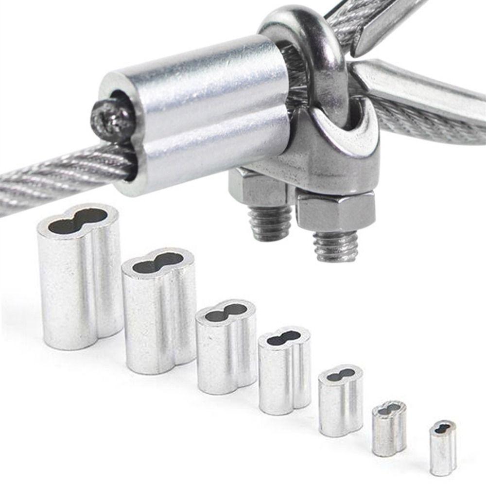 Double Hole Cable Crimp Sleeve 8-Shape Fixing Clip M1 to M12 Cable Clip Hardware Aluminum Wire Ferrules Steel Wire Rope
