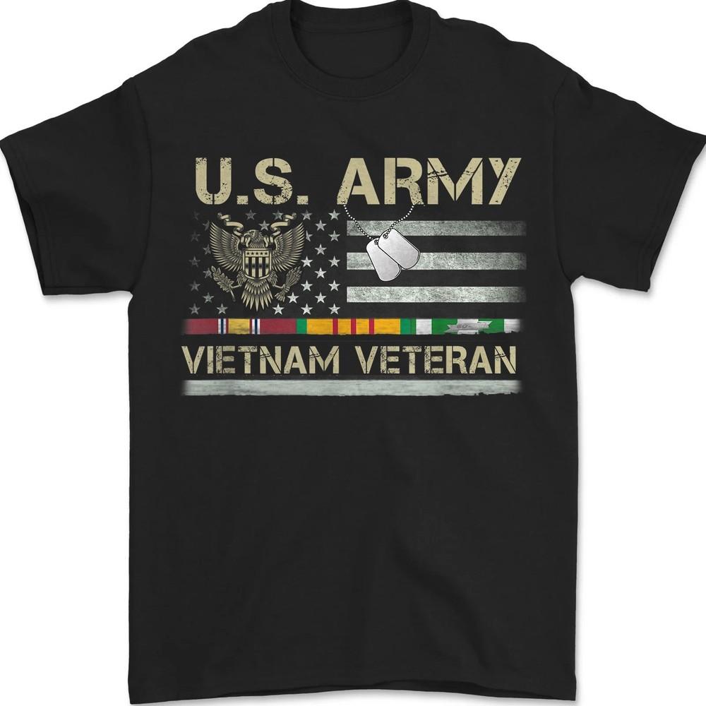 

US Army Vietnam Veteran USA Flag Shirt, Veteran Vietnam Army Patriot T-Shirt M