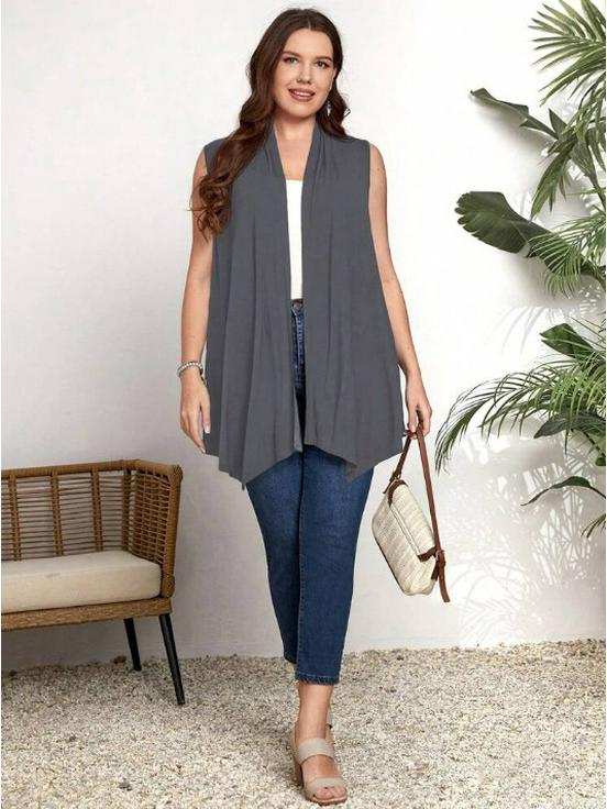 Plus Size Women's Sleeveless Shrug Cardigan - European & American Style