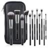 12 Brown Makeup Brush Set with Bag Soft Loose Powder Blush Brush Foundation Brush Eyeshadow Brush