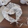 Retro Floral Lace Embroidered Triangle Headscarf Fashion Bandanas Neck Scarf White Woven Floral Hair Scarf Headband Neck Scarf
