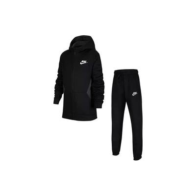 Logo Printed Hooded Fleece Warm Casual Sports Suit Kids Suit Black CJ4342-010