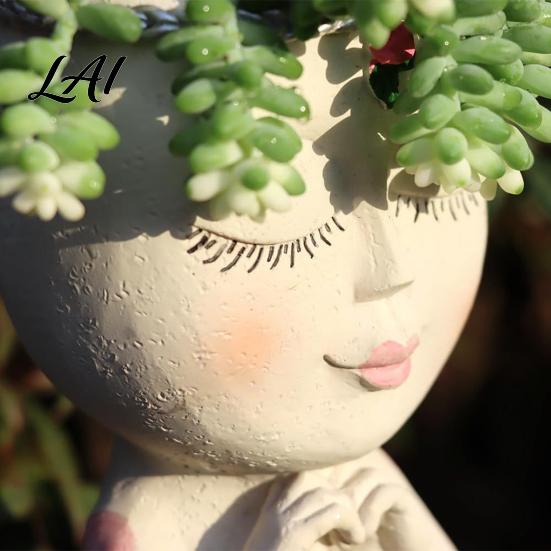 Artistic Sculpture Flower Pot Face Planter Pot Cute Resin Head Vase for Succulents Flowers Decorative Pots Unique Indoor Bedroom Desk Shelf