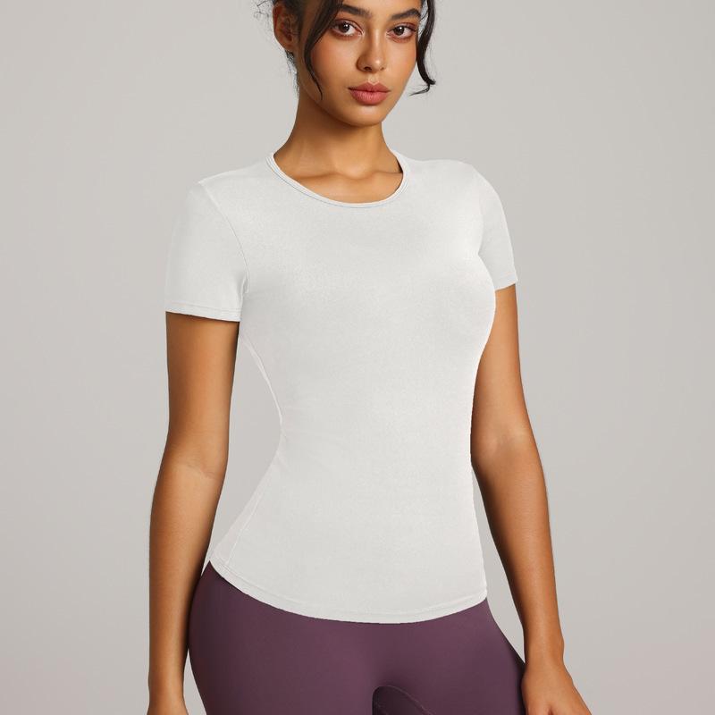 Schnelltrocknendes atmungsaktives Yoga-Top: Hautfreundliches Kurzarm-Slim-Fit für Fitness & Laufen