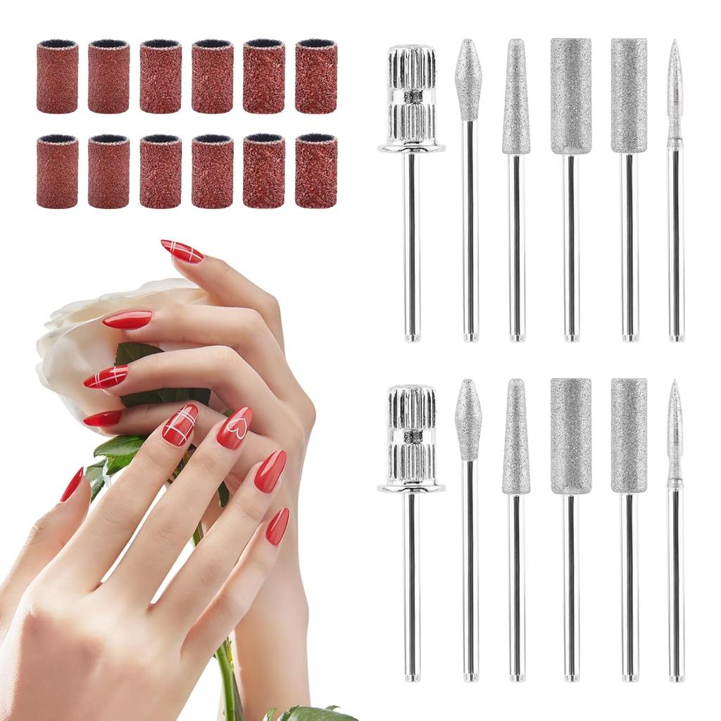 Nail Drill Bits Set of 2, Professional Nail Art Tools Set, Mini Sanding Bands for Manicure Salon, Drill Bits, Sanding Bands for Salons (COLOR:12 Pcs)