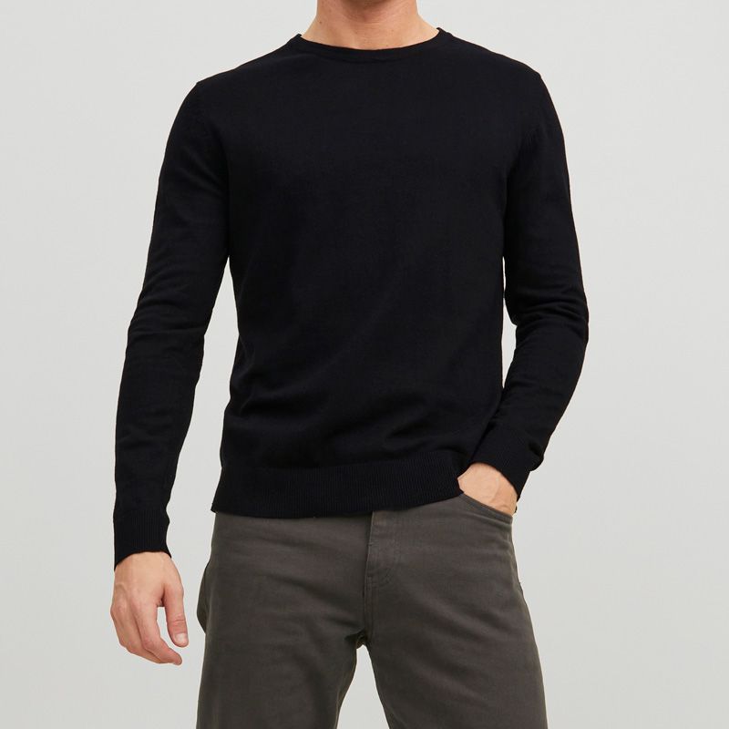 Men's Knitted Cotton Sweater with Round Neck JACK & JONES