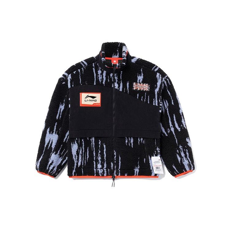 Li-Ning Logo Print Classic Warm Coat Black White Unisex AJDR435-3 L