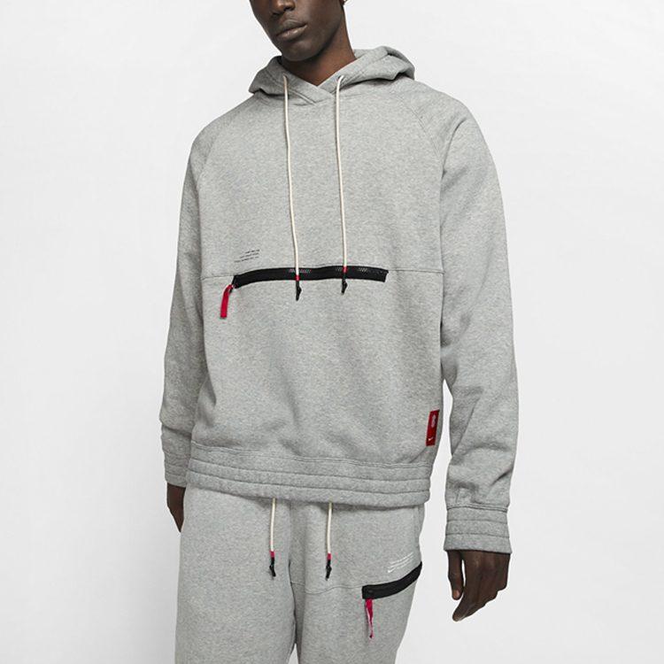 Nike Kyrie Hoodie Basketball Thickened And Fleece Lined Knitwear Sweatshirt Men's Gray BV9298-063