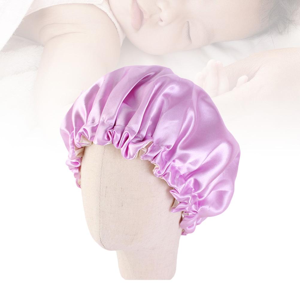 Satin Elastic Bonnet Hair Hat Night Sleeping Hat for Girls Double Layer Bath Cap Shower Sleeping For Kids Cap