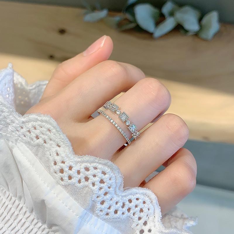 Elegant 925 Sterling Silver Korean Style Vintage Adjustable Open Finger Ring For Women