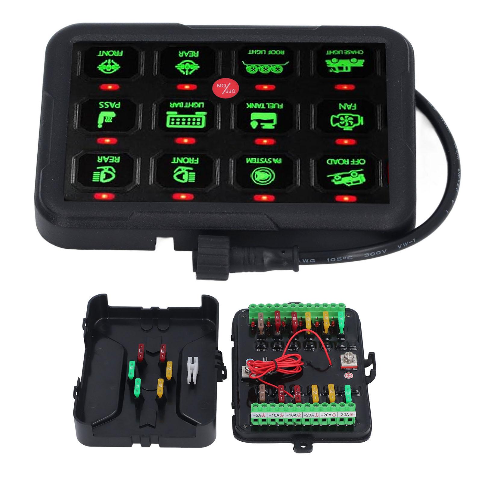 

12-клавишная панель переключателей с автоматической регулировкой яркости RGB-цепи управления релейной системой для светодиодного освещения автомобиля и судна, вентилятора