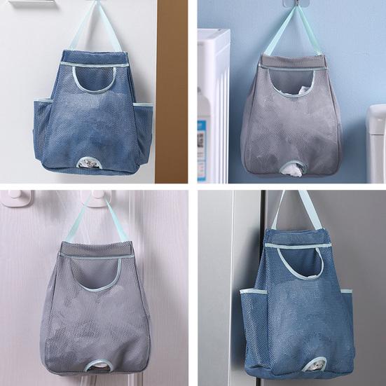 Wisząca torba do przechowywania Oddychająca Wielokrotnego użytku Bez wiercenia Wytrzymała Wygodna Oszczędność miejsca Poliester Wiszący na ścianie Organizer na worki na śmieci Artykuły kuchenne