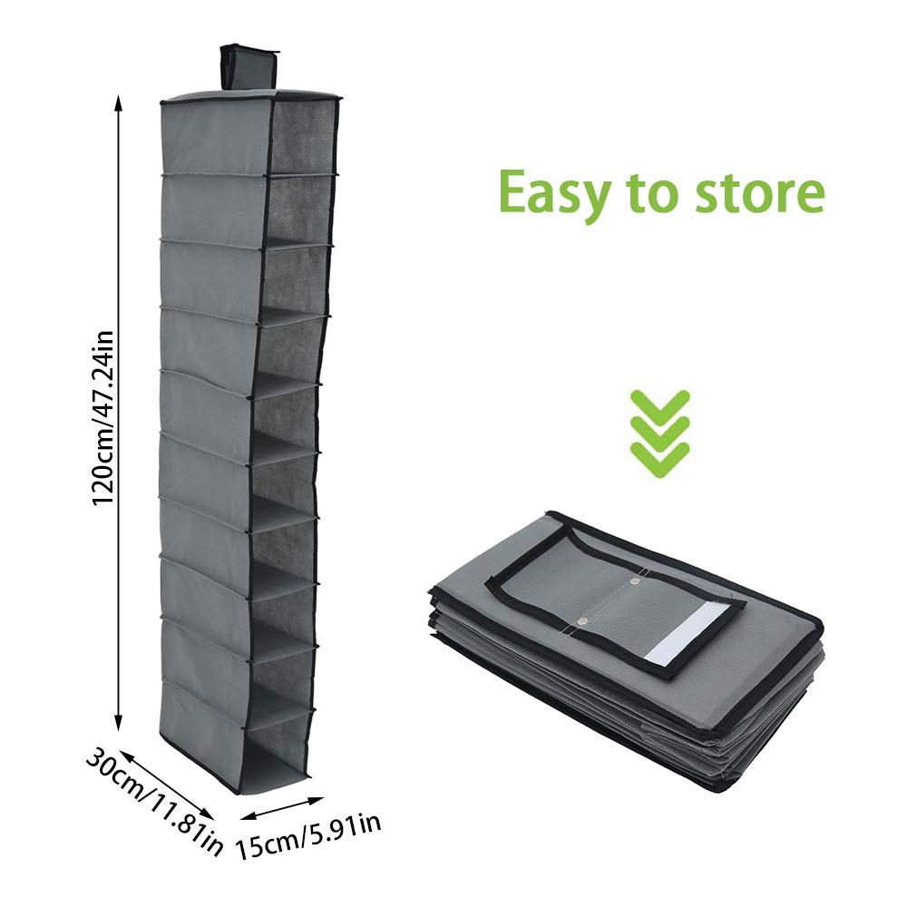 10 Schichten Hängebeutel Schubladenbox Stoff Unterwäsche Schuhe Aufbewahrung Kleiderschrank Organizer Hängebeutel Regale Gestell Kleiderschrank Organizer