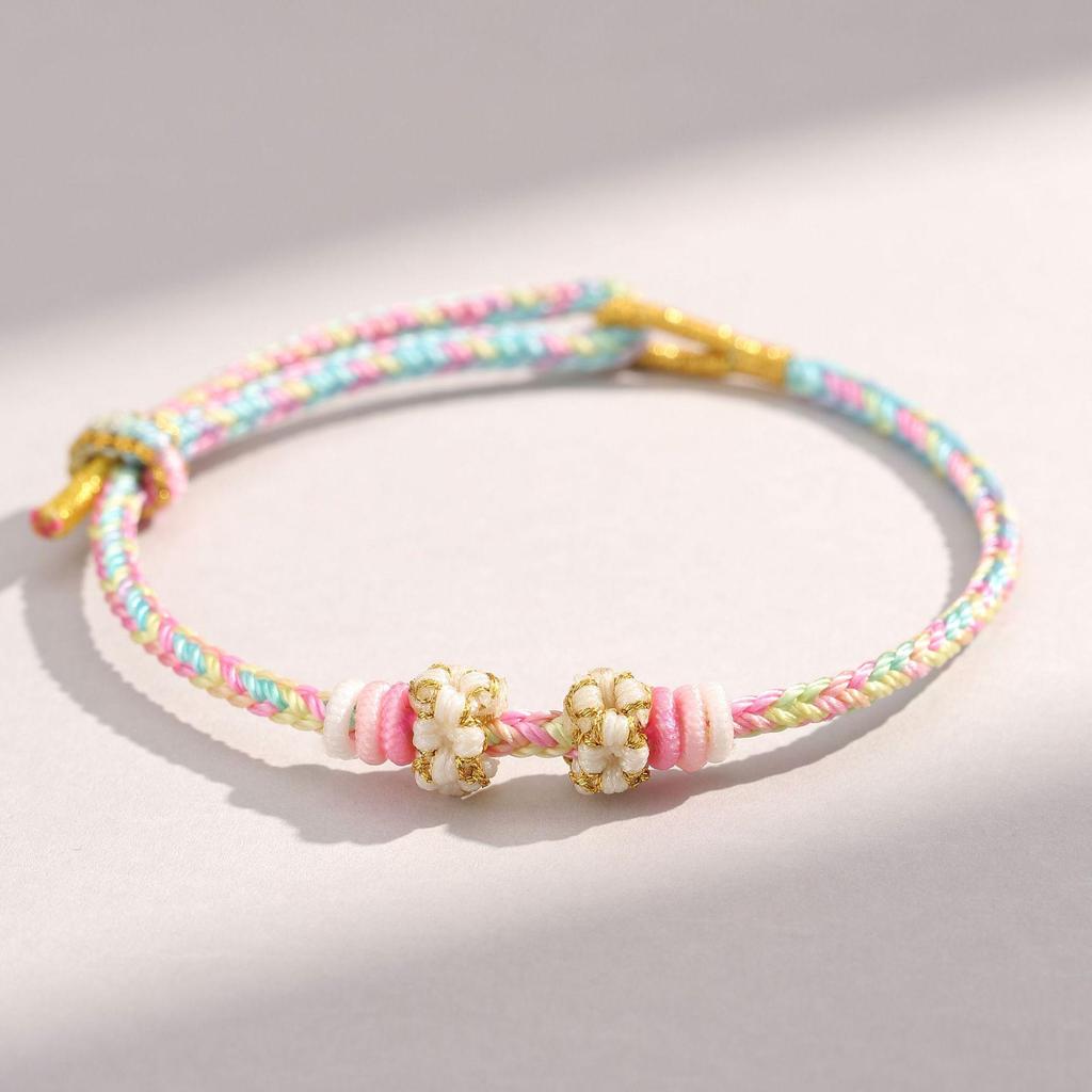 Handmade Eight-Strand Woven Red Rope Bracelet for Beading - Ethnic Style Birth Year Charm