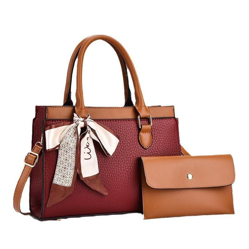 Stylish High-end Pu Leather Womens Tote Bag Set With Spacious Interior And Trendy Colors
