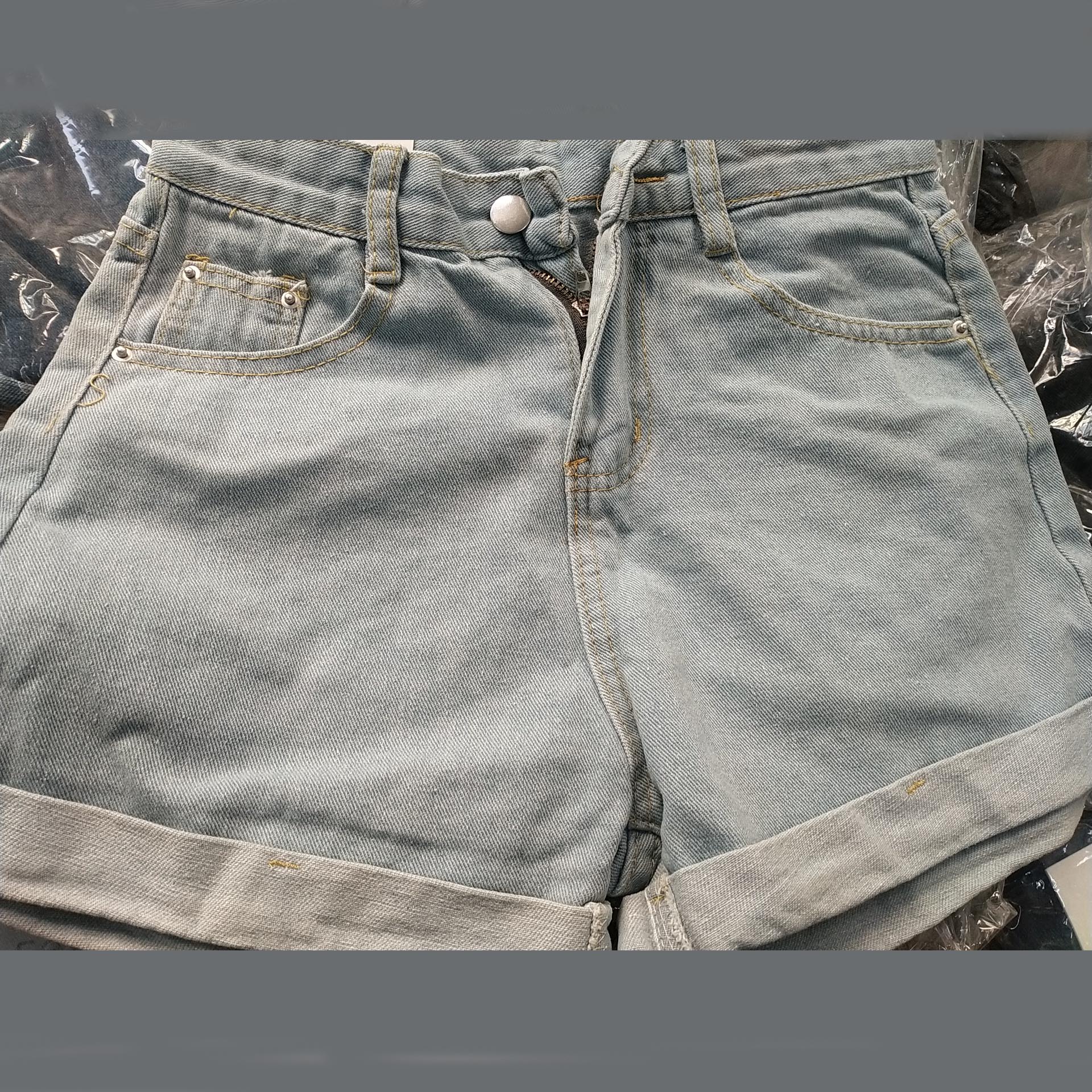 

Весенние и летние джинсовые шорты с высокой талией, женские свободные широкие шорты А-силуэта с тонким загнутым низом, повседневные шорты S